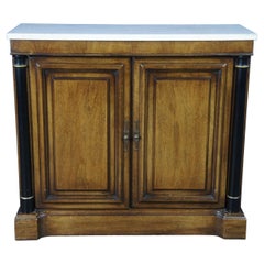 Brandt French Empire Walnut & Travertine Top Cabinet Entry Console Sideboard Bar