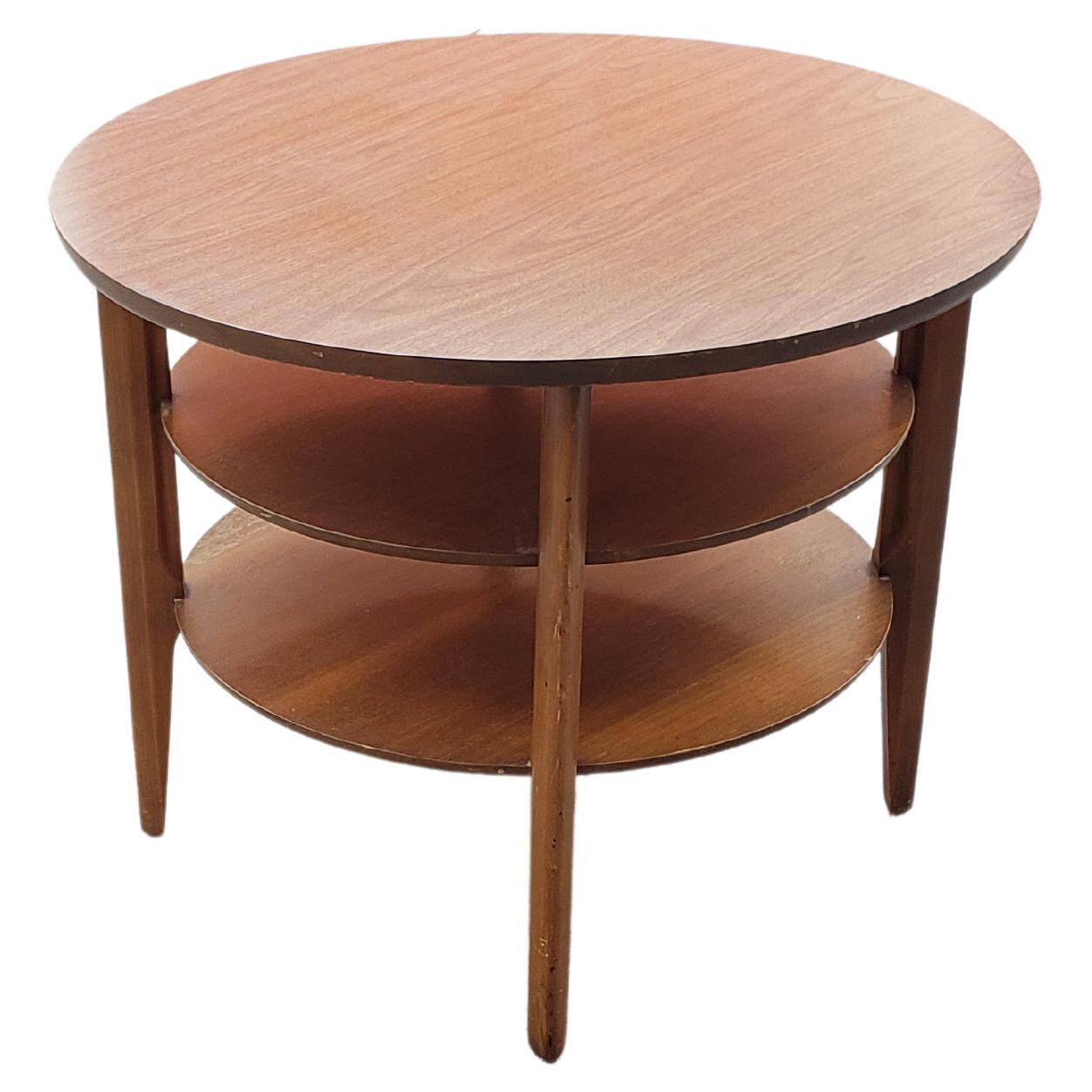 American Brandt Furniture 3 Tier Formica and Walnut Center / Cocktail Table, circa 1960s For Sale