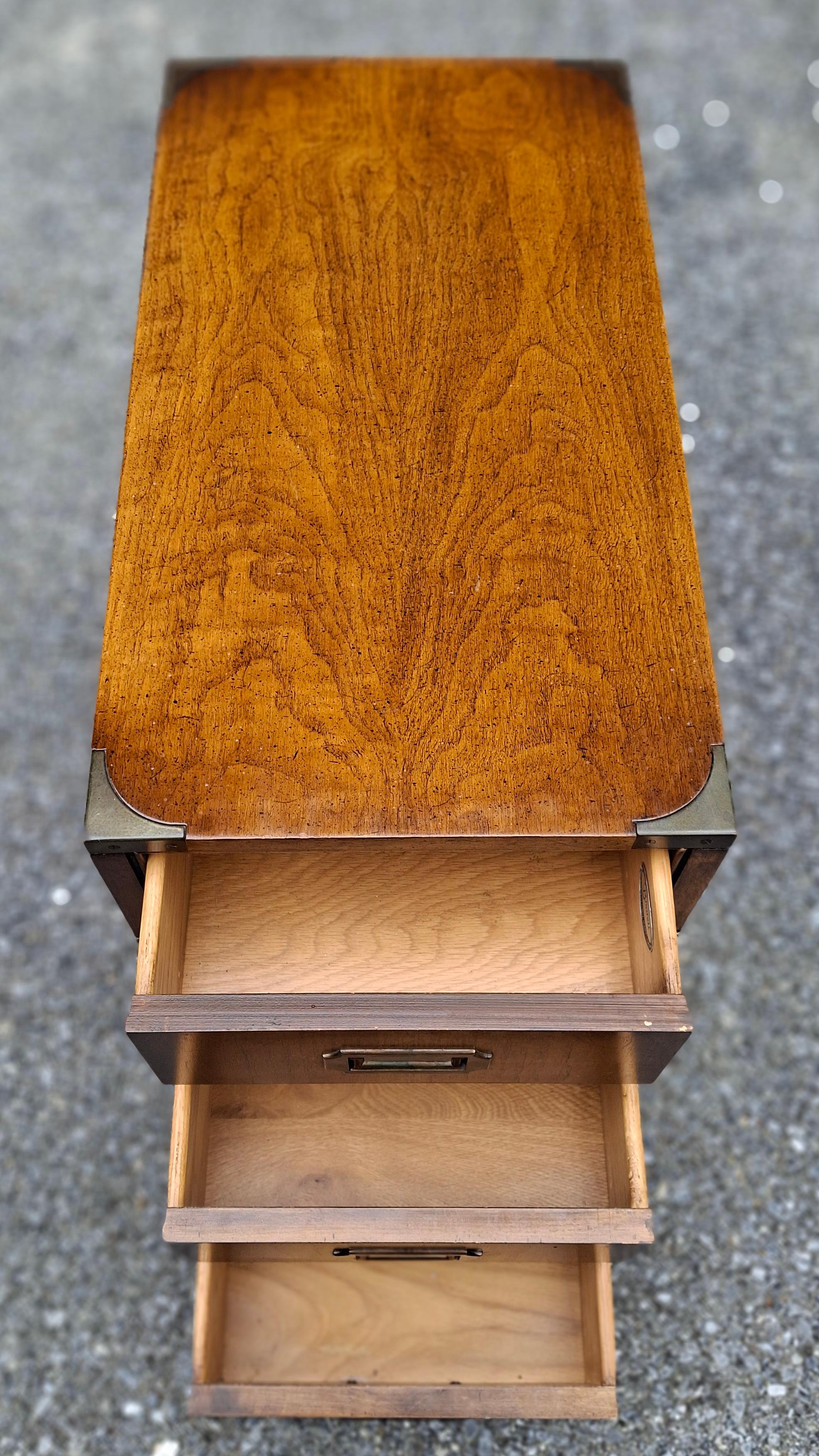 Brandt Furniture Campaign Style Oak Side Chest of Drawers For Sale 3