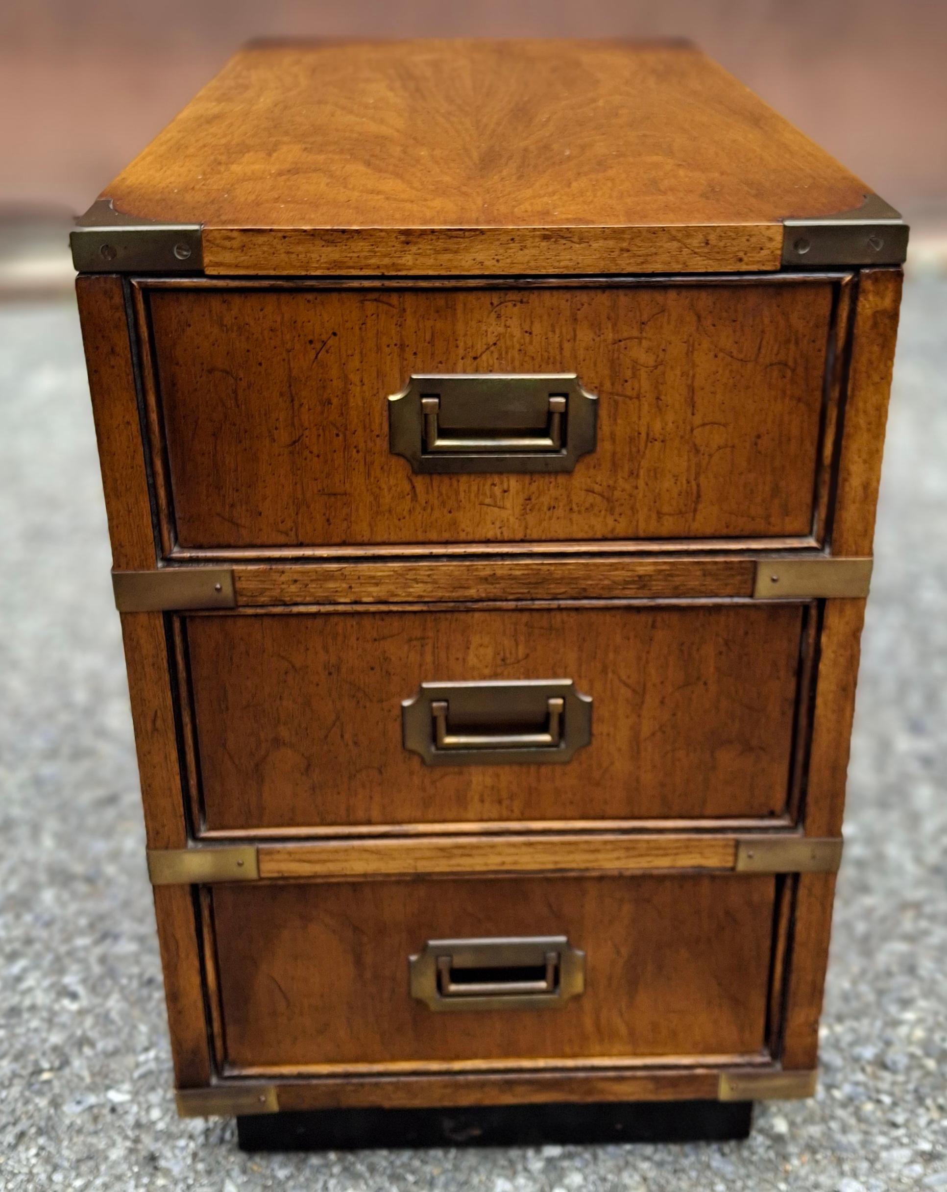  A mid Century Brandt Furniture Campaign Style Three-Drawer Oak Side Chest of Drawers.
Measures 13