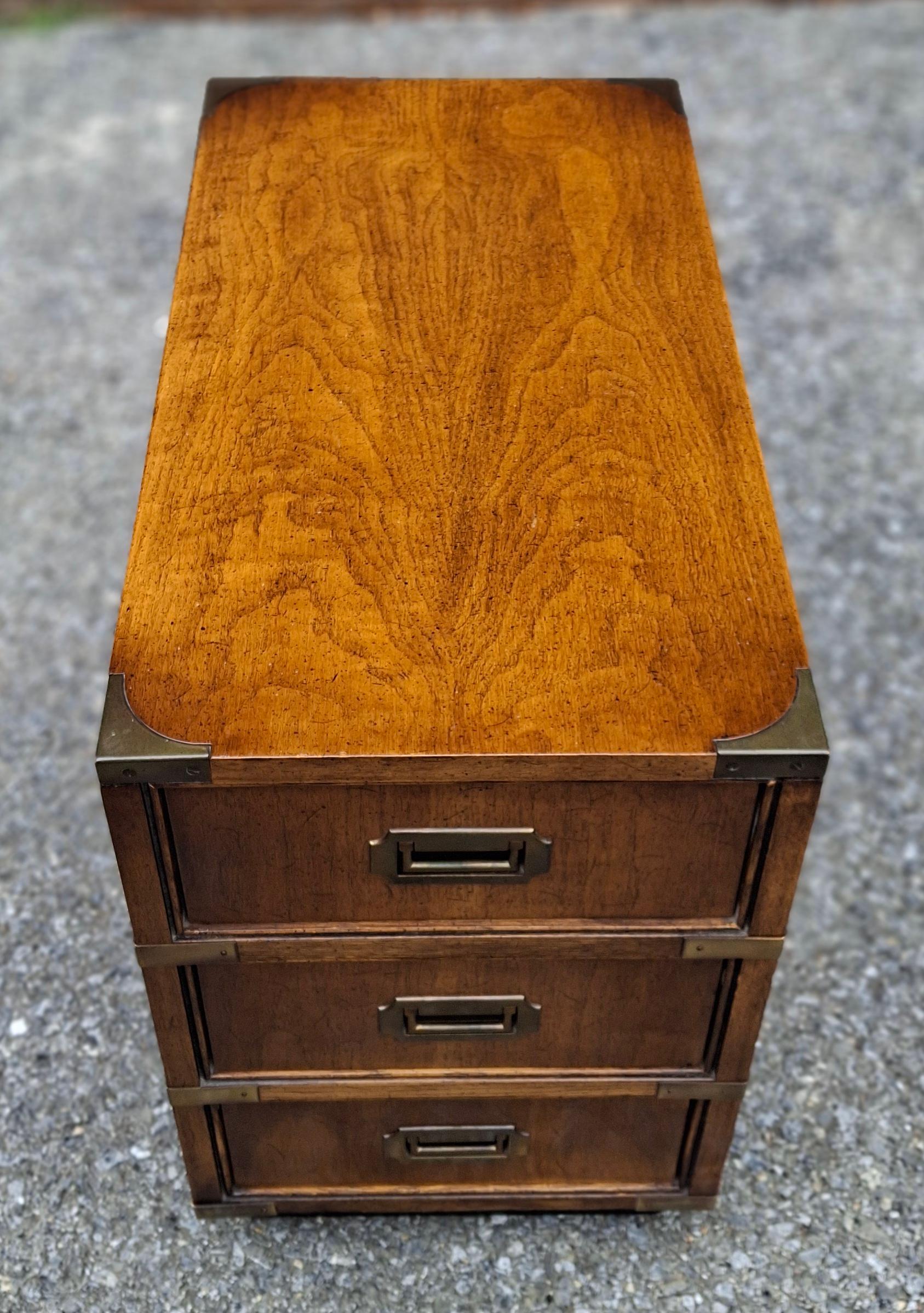 Baroque Revival Brandt Furniture Campaign Style Oak Side Chest of Drawers For Sale