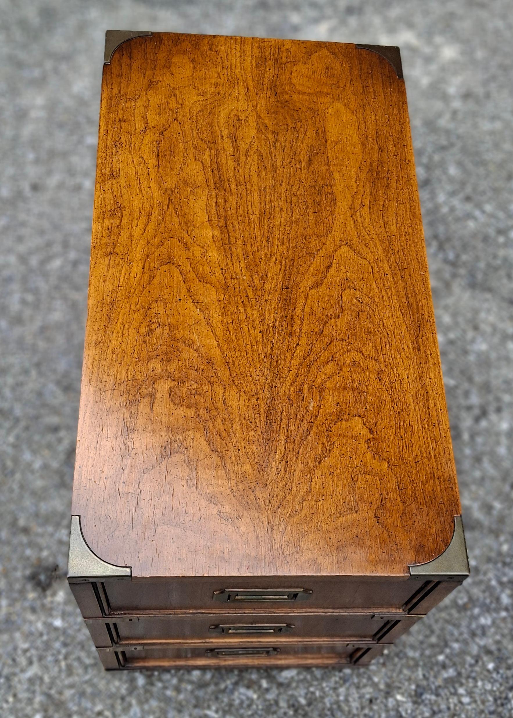 20th Century Brandt Furniture Campaign Style Oak Side Chest of Drawers For Sale