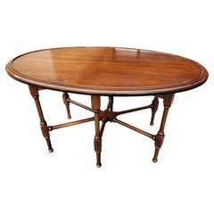 Brandt Furniture Faux Bamboo Mahogany Oval Coffee Table, circa 1960s