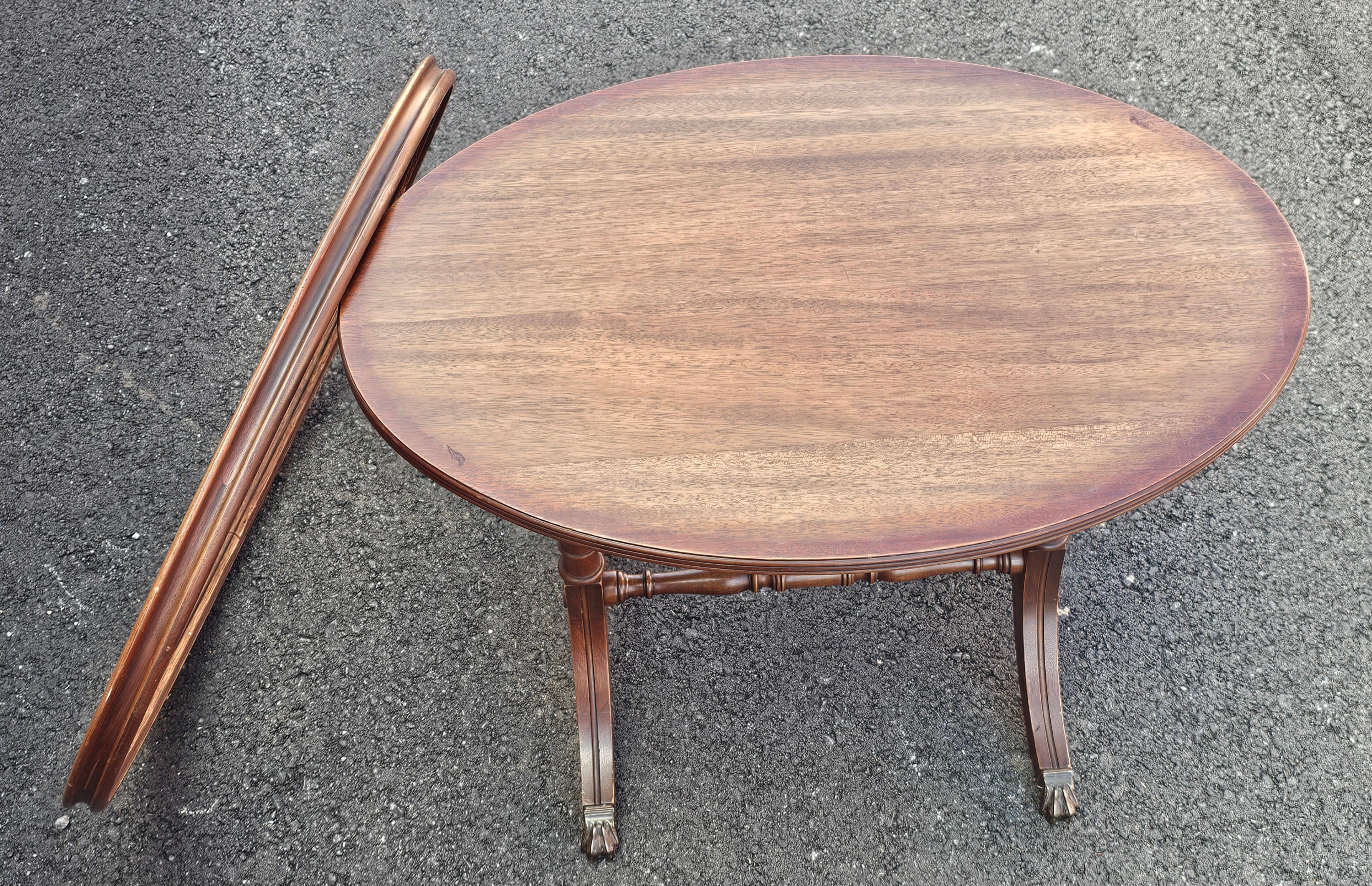 Brandt Furniture Georgian Style Mahogany Oval Glass Tray Top Side Table 3