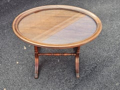 Brandt Furniture Georgian Style Mahogany Oval Glass Tray Top Side Table