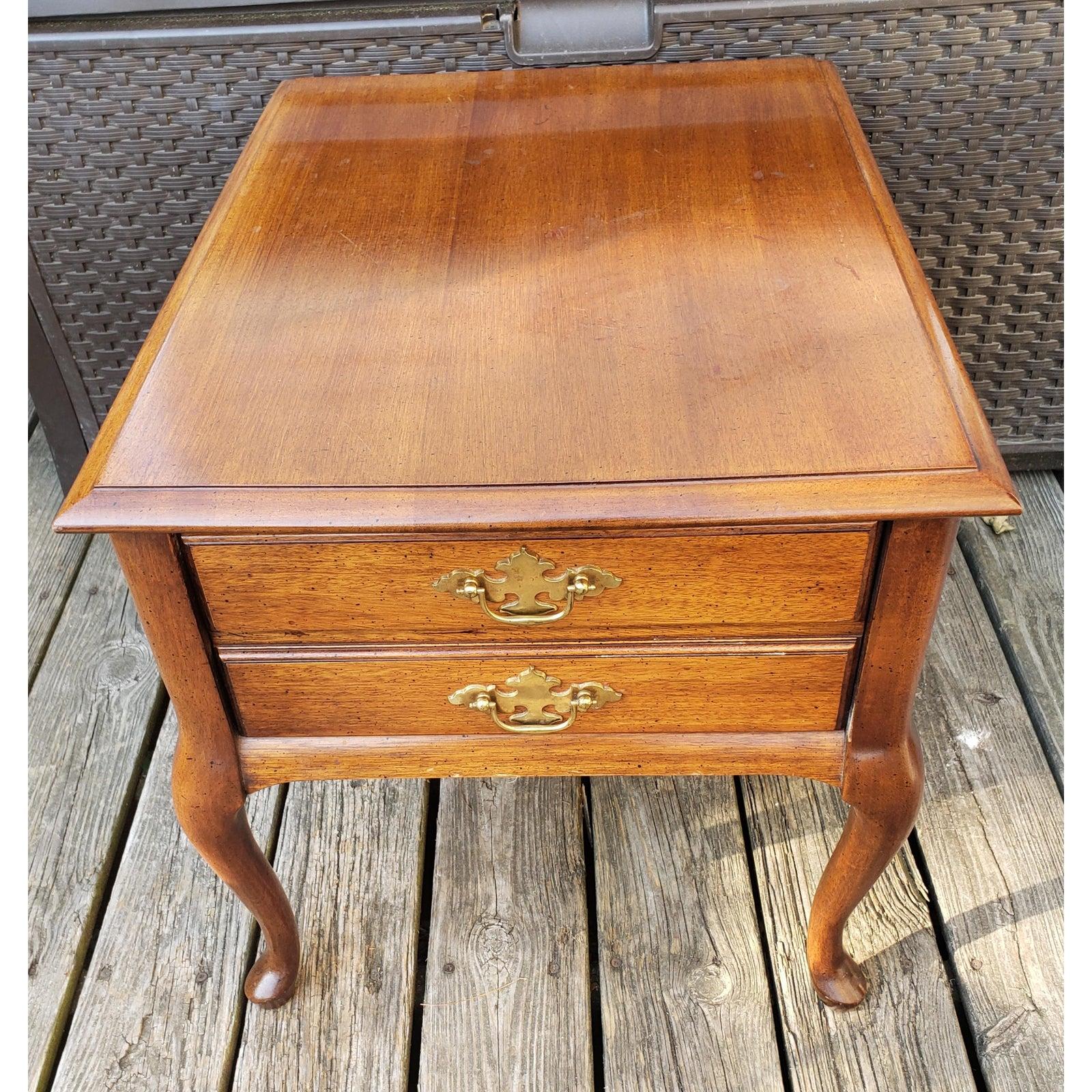 Famous Brandt Furniture made Century Modern side table. 
Table features one large drawer with two handles giving the appearance of a second drawer. Very good condition.
It measures 20W x 26D x20H.