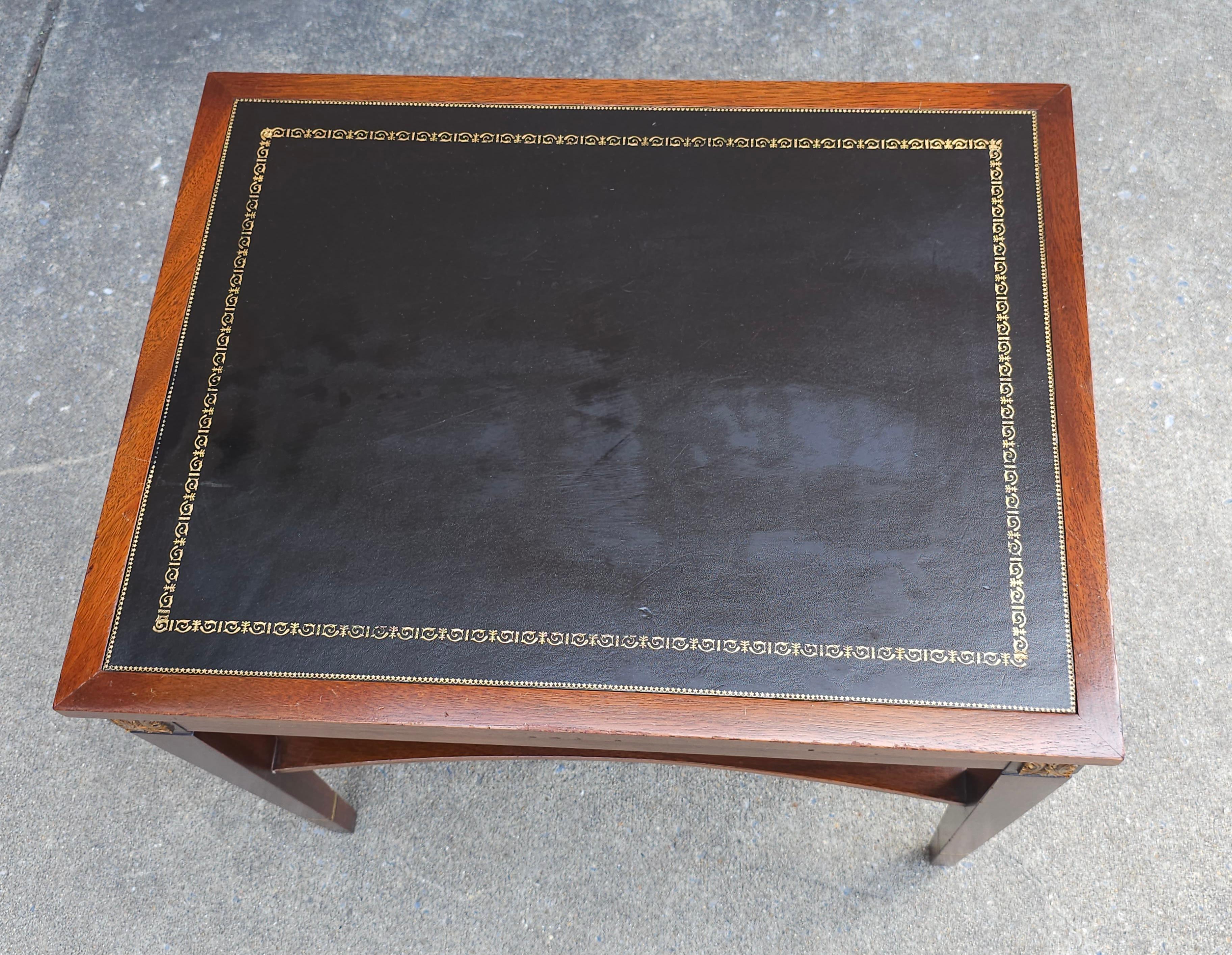 Other Brandt Furniture Partial Gilt And Tooled Leather Mahogany Tiered Side Table For Sale