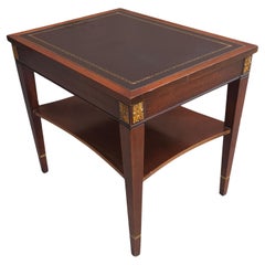 Antique Brandt Furniture Partial Gilt And Tooled Leather Mahogany Tiered Side Table