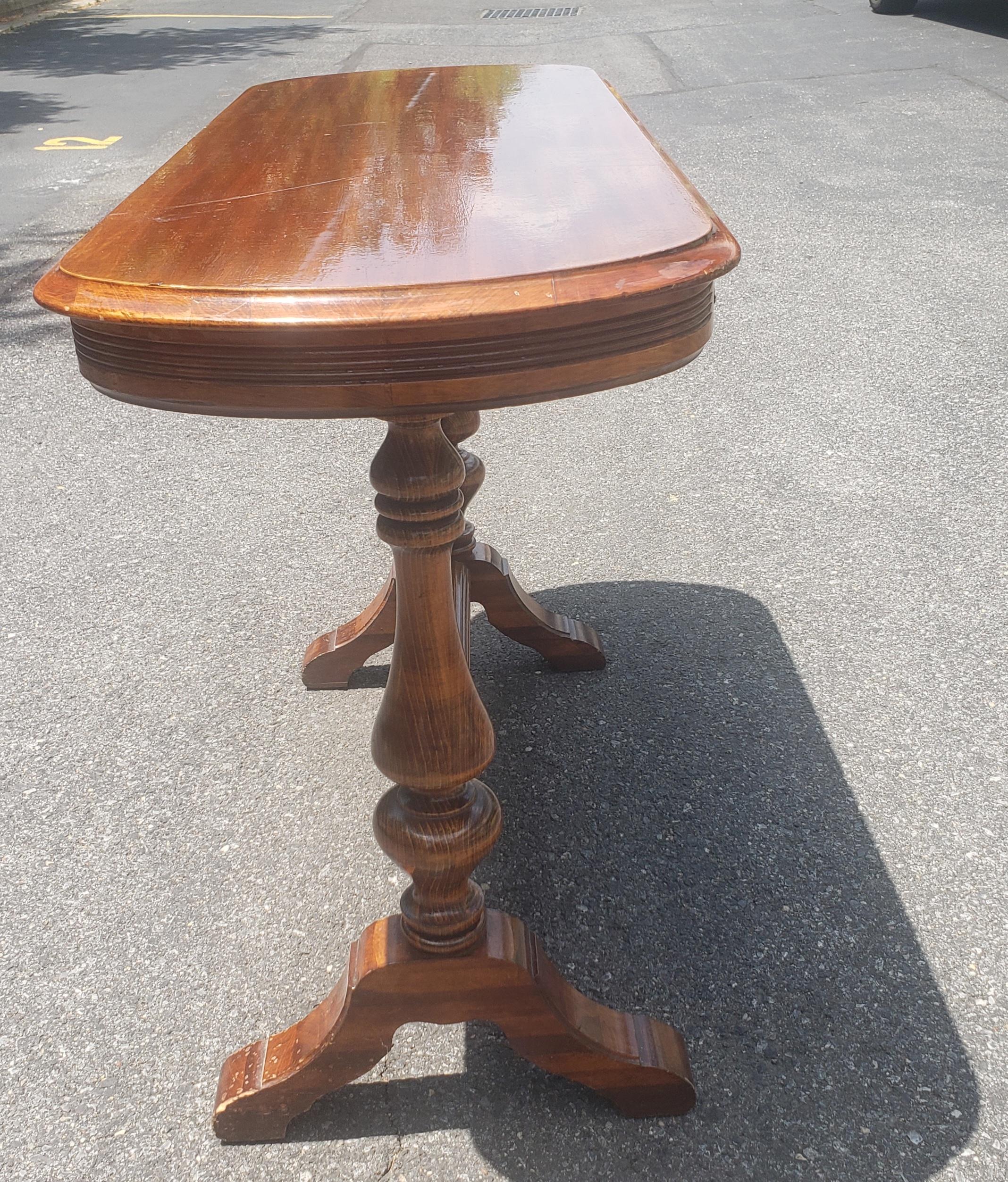 Varnished Brandt Furniture Rococo Style Mahogany Trestle Console Table, circa 1940s For Sale