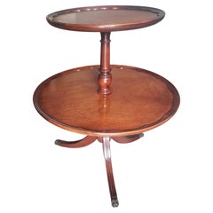 Brandt Furniture Solid Mahogany 2-Tier Tripod Pedestal Dumb Waiter Table, C 1950