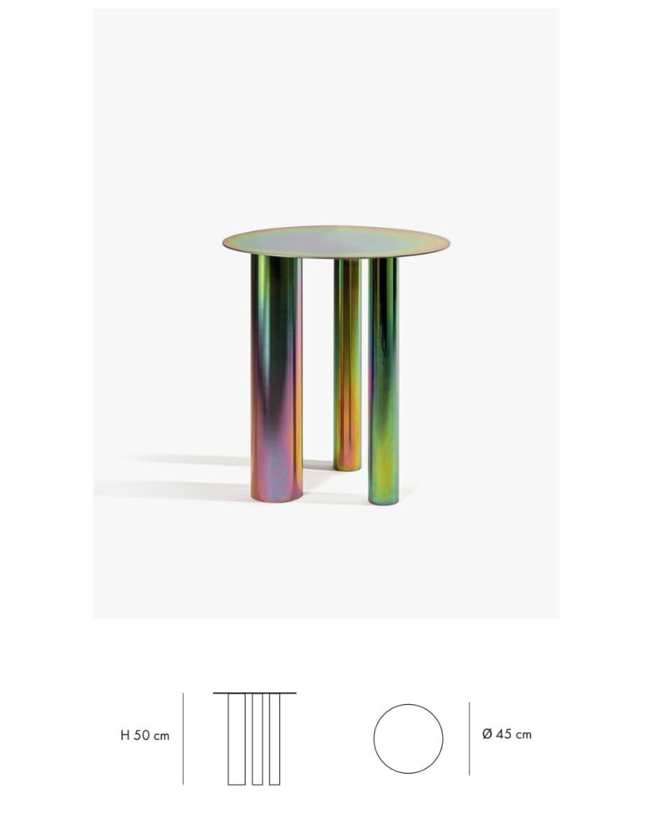 Ukrainian Brandt High Coffee Table CL3 - Minimalist in Rainbow zinc plating steel by NOOM For Sale