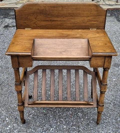 Brandt Mid-Century Walnut Flip Top Rolling Dictionary Table and Magazine Rack