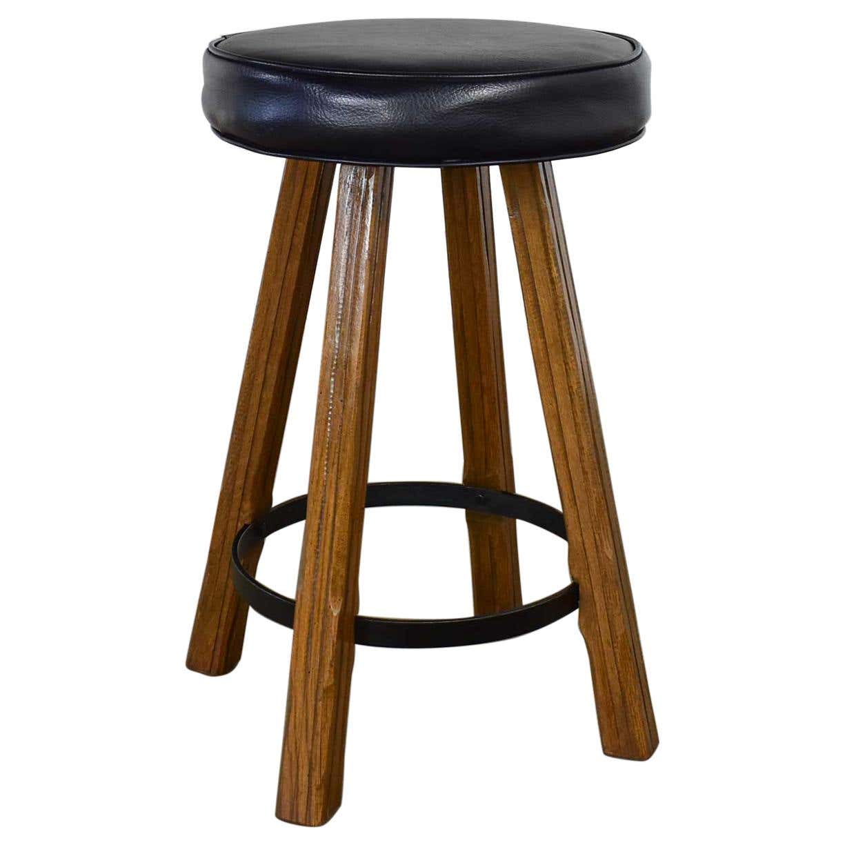 Acorns Stool Brandt Ranch Oak Bar Stool Acorn Brown Finish and Black-Brown Faux ...