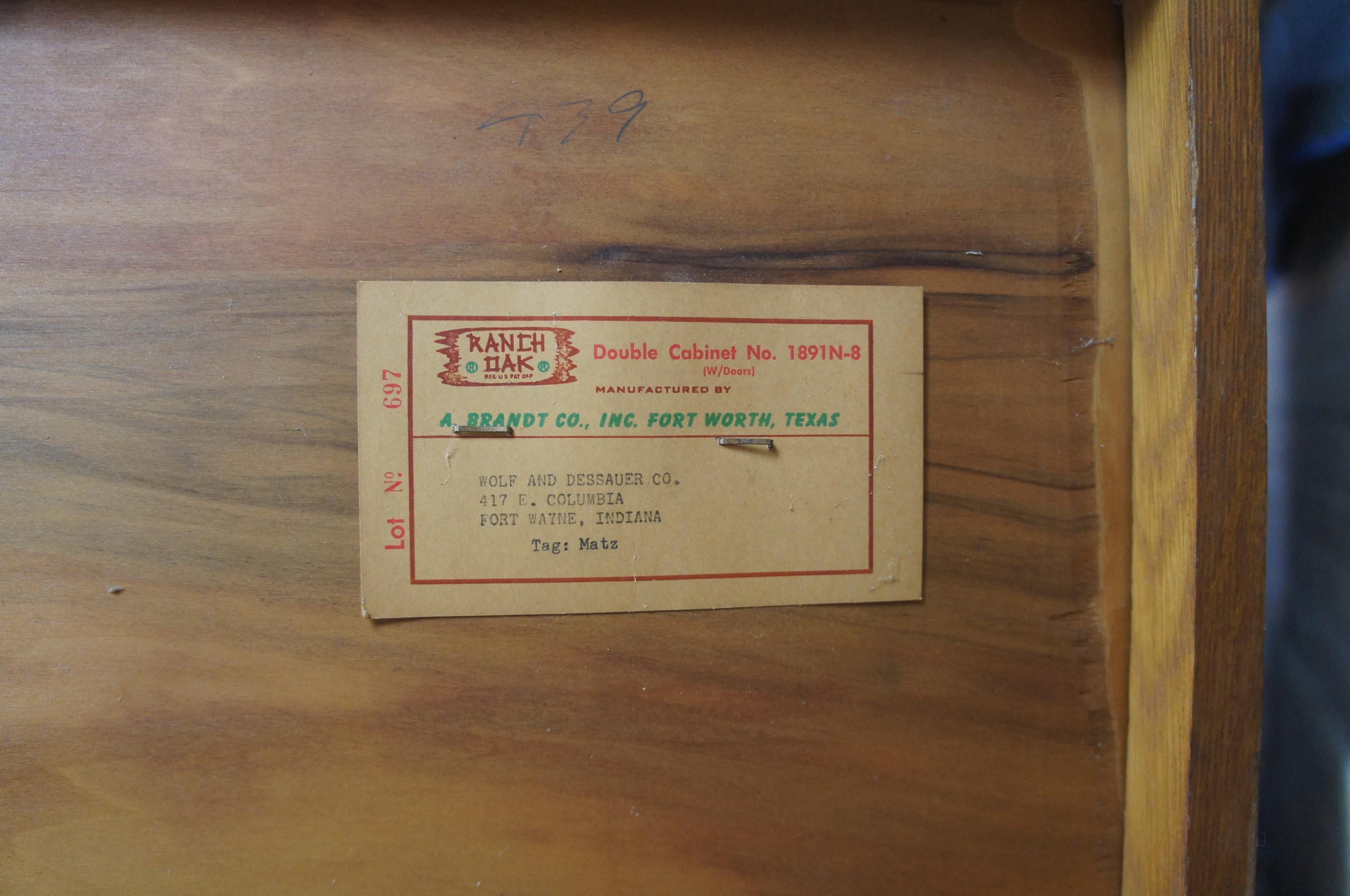 Brandt Ranch Oak Double Cabinet #1891N-8 Bookcase Console TV Stand Shelf 5