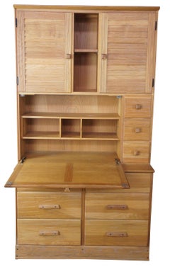 Brandt Ranch Oak Secretary Desk Cupboard Cabinet Bookcase Hutch Dresser #2947