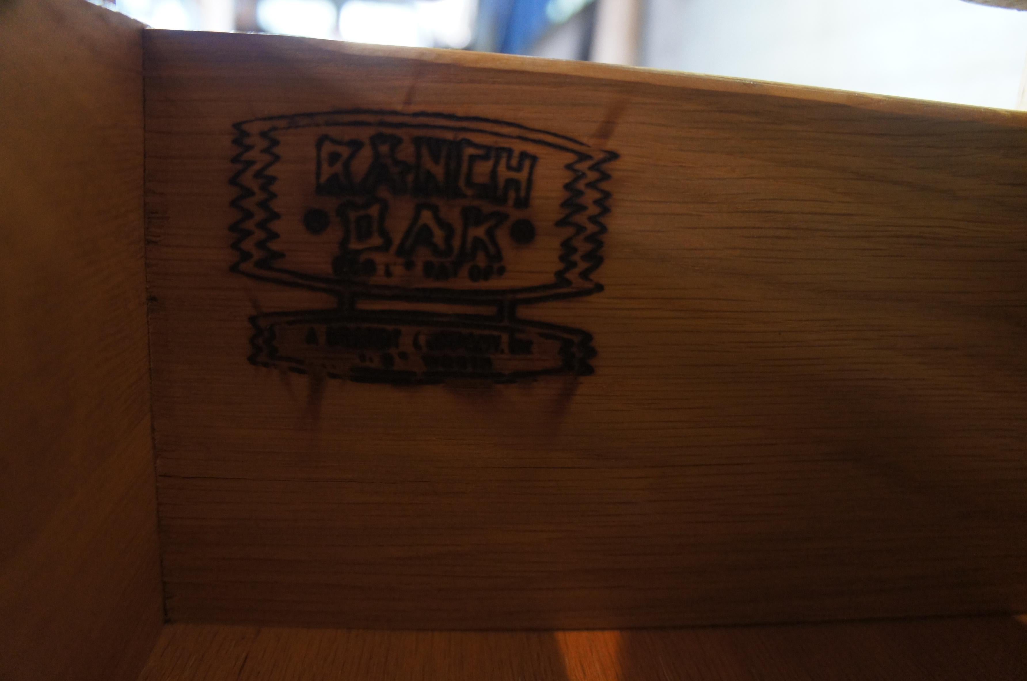 Mid-20th Century Brandt Ranch Oak Secretary Desk Cupboard Cabinet Bookcase Hutch Dresser #2947