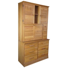Vintage Brandt Ranch Oak Secretary Desk Cupboard Cabinet Bookcase Hutch Dresser #2947