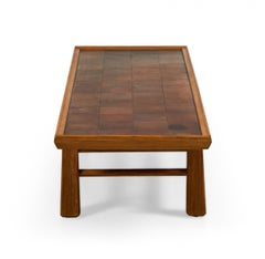 Brandt Ranch Rustic Oak and Leather Patchwork Coffee / Cocktail Tabl