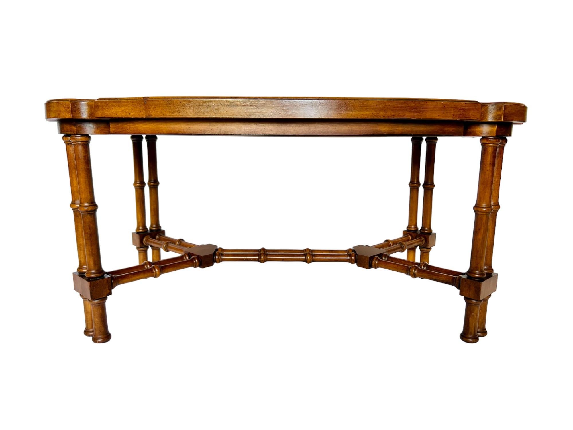 Carved Brandt Regency Oval Faux Bamboo Coffee Table, 1960s