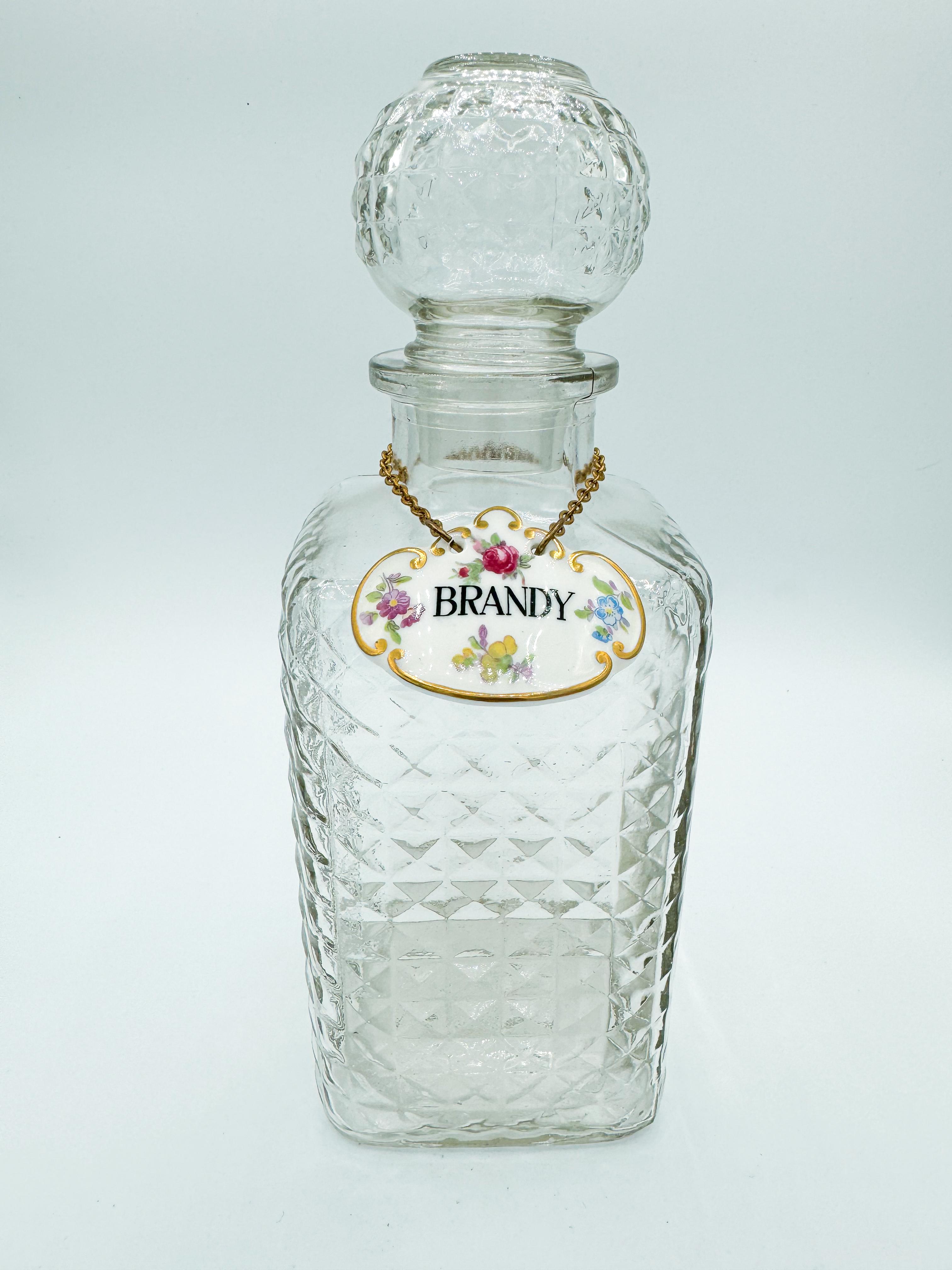 Etichetta per bottiglia di liquore Brandy antica dipinta a mano in porcellana d'osso di Hammersley In condizioni buone in vendita a Toronto, CA