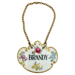 Étiquette de bouteille de liqueur Brandy en porcelaine d'os peinte à la main par Hammersley