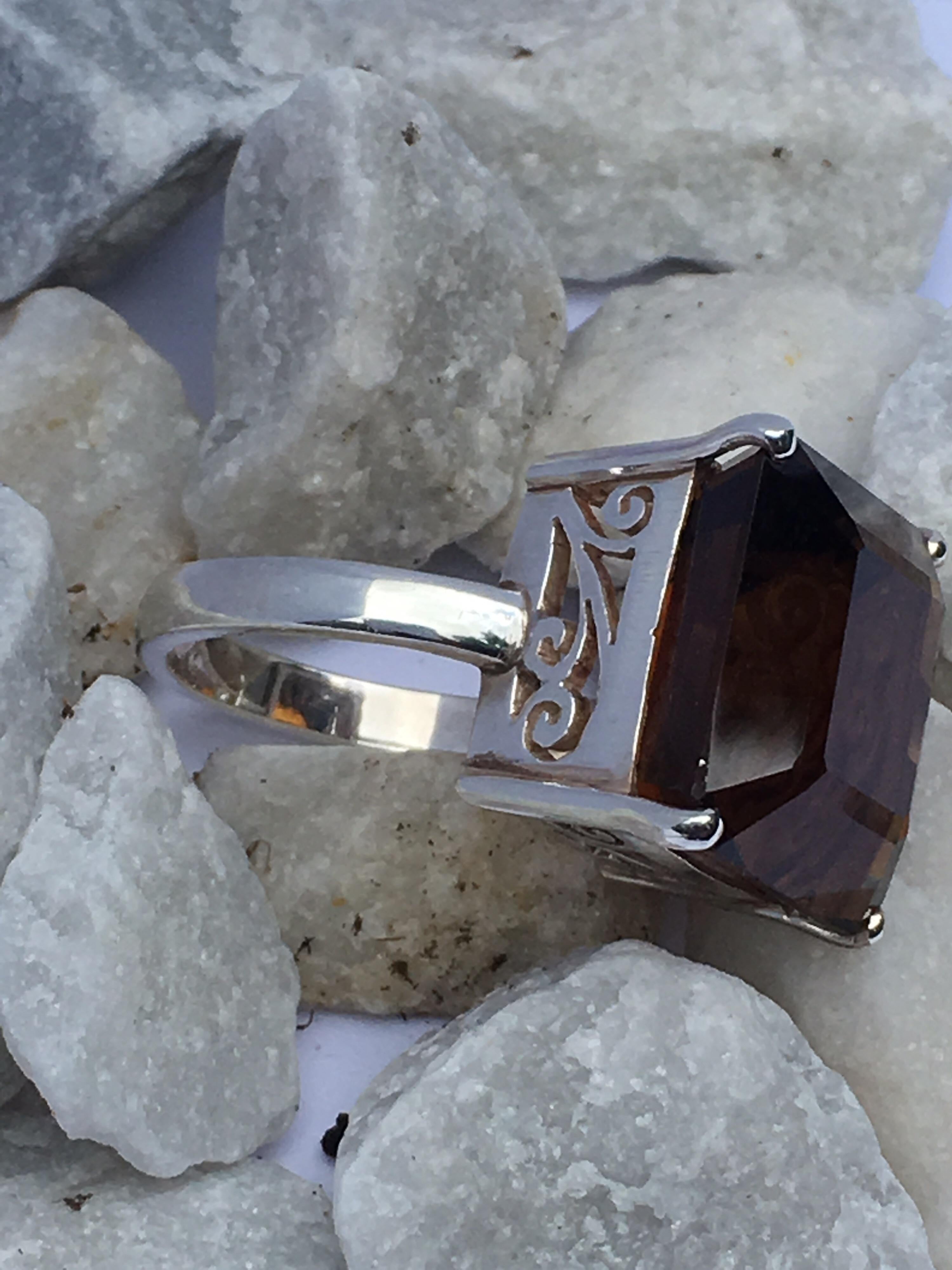 Brandy Topaz Ring Set in Sterling Silver In New Condition For Sale In Trumbull, CT