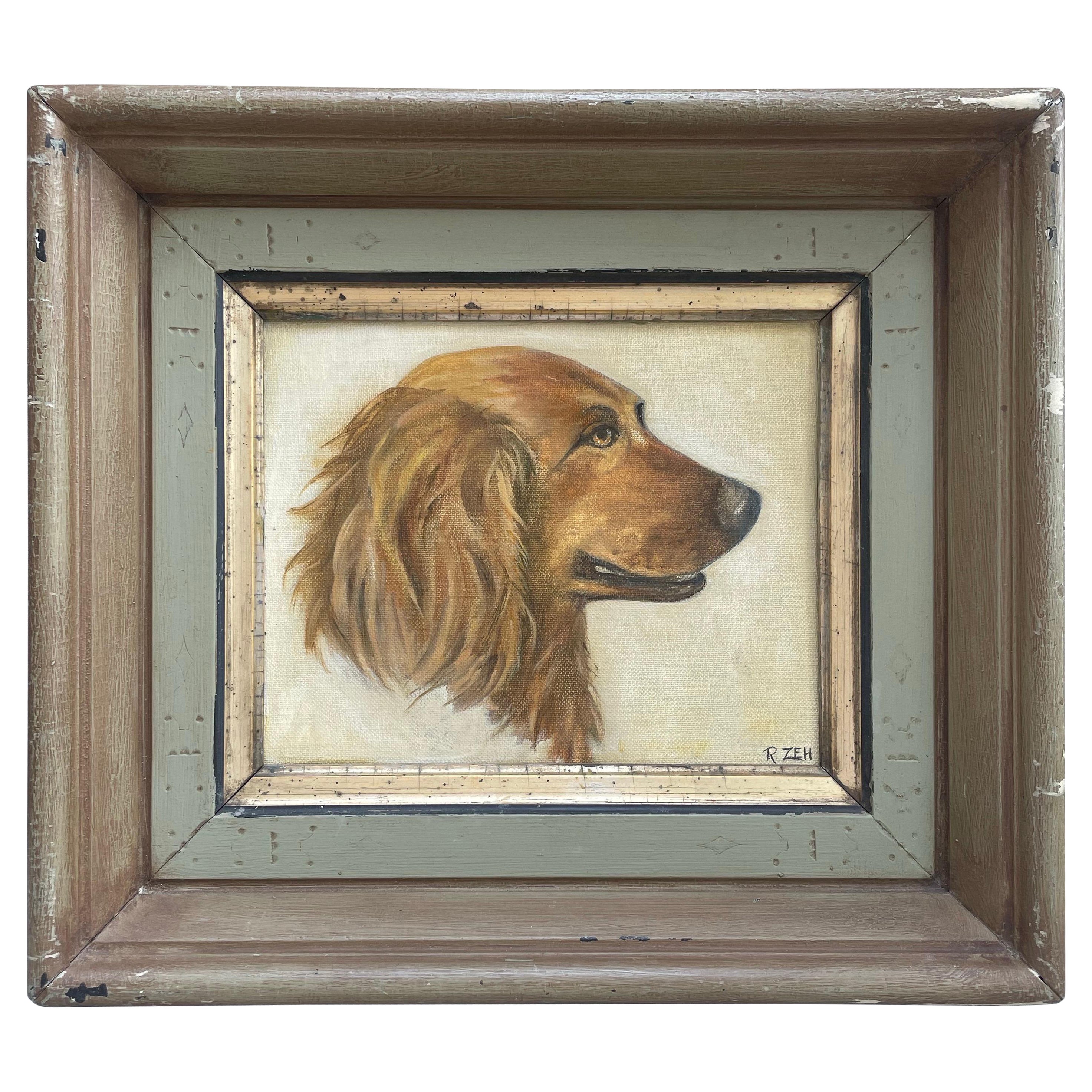 "Brandy" - Vintage Hundeportrait Ölgemälde von R. Zeh, 1977