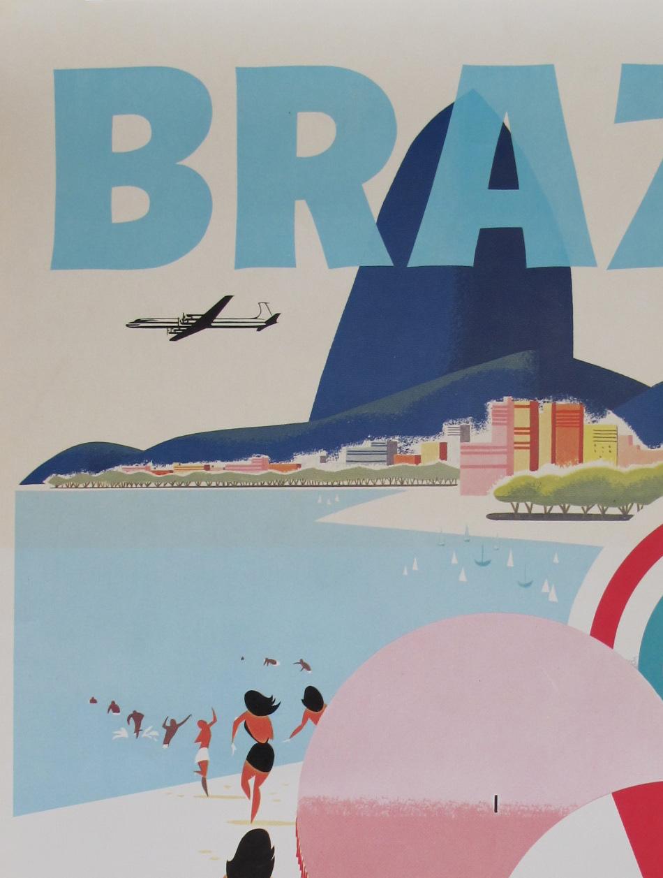North American Braniff 1950s Brazil Travel Airline Poster