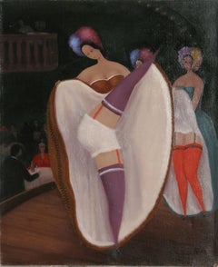 Can-Can Dancers, Oil Painting by Bahunek