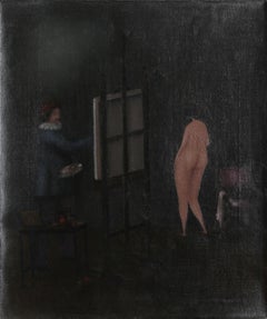 Nu dans le Studio, huile sur toile de Branko Bahunek