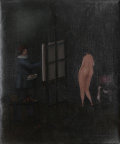 Nude in the Studio, Oil on Canvas by Branko Bahunek