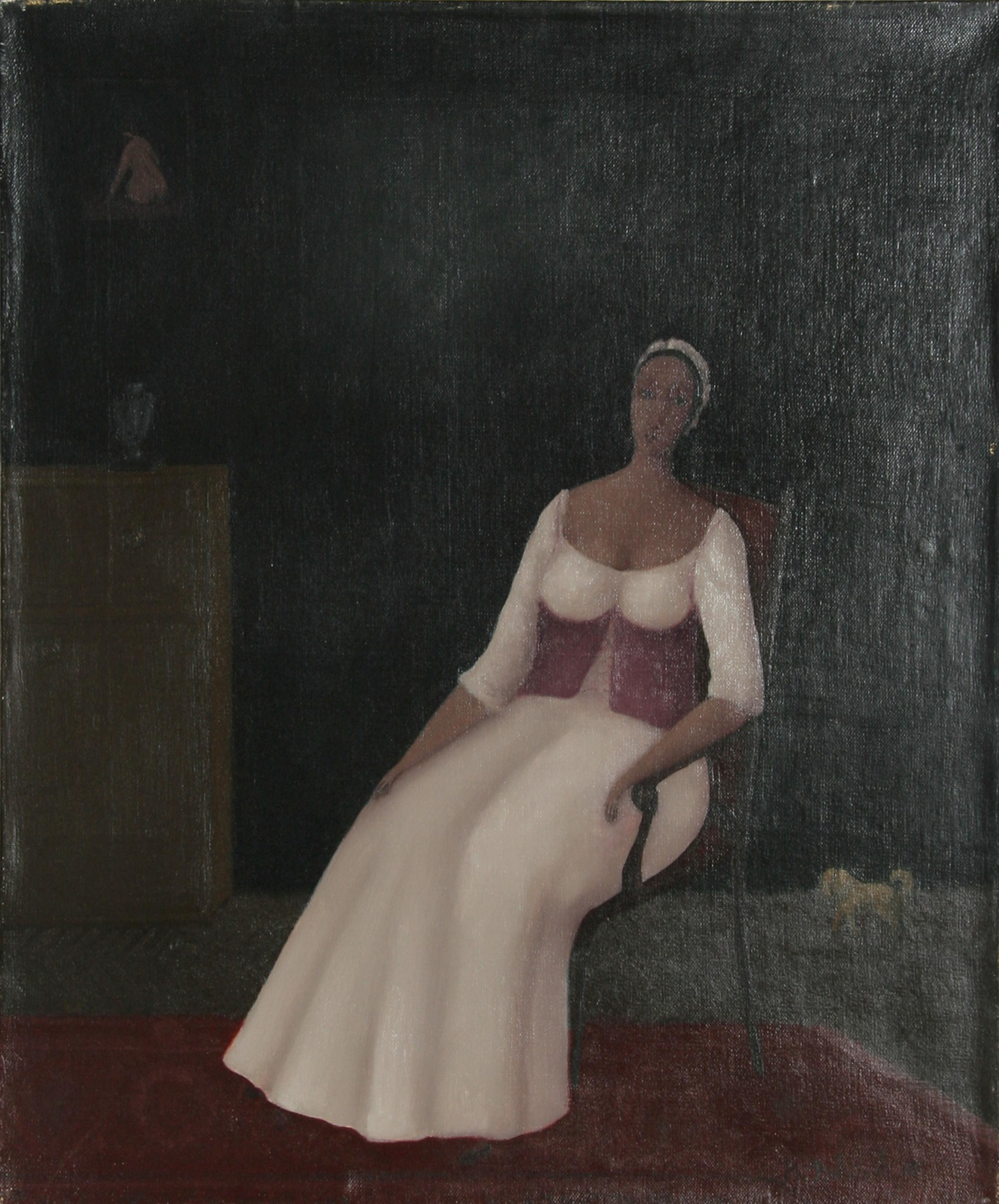 Branko Bahunek, croato (1935 - ) -  Il giorno del matrimonio. Anno: 1989, Medium: Olio su tela, firmato e datato, Dimensioni: 22 in. x 18 in. (55,88 cm x 45,72 cm) 