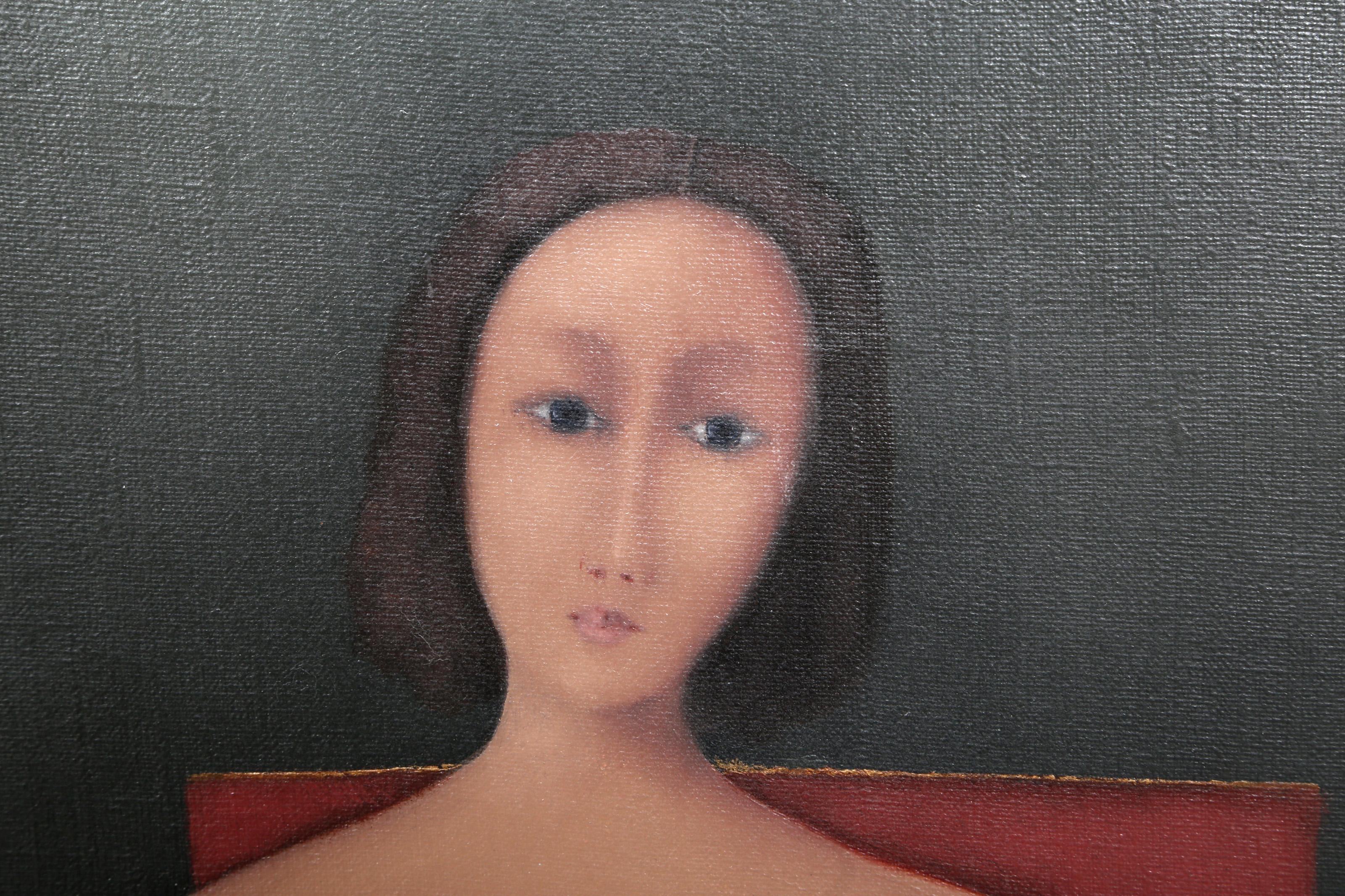 Woman Sitting, Oil on Canvas Painting by Branko Bahunek For Sale 1