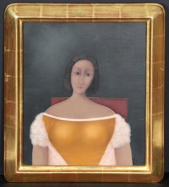 Vintage Woman Sitting, Oil on Canvas Painting by Branko Bahunek
