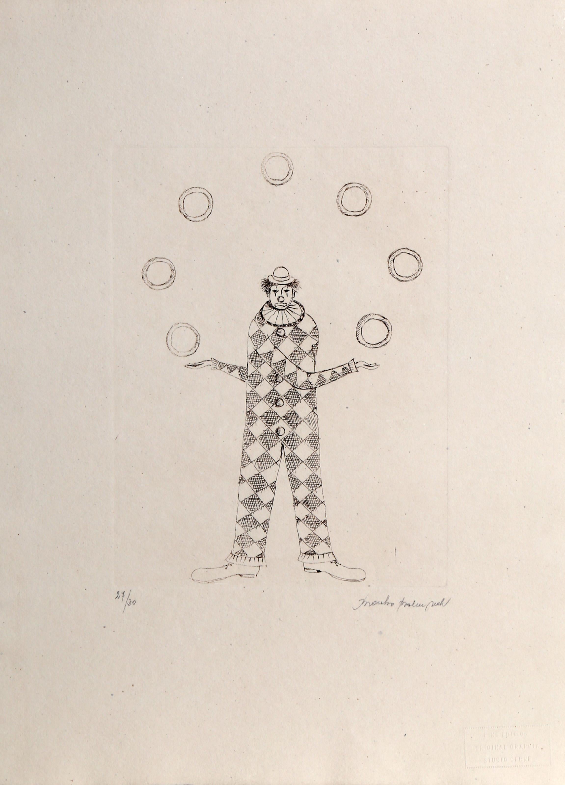 Activities Portfolio, Three Etchings on handcut paper by Branko Bahunek For Sale 4