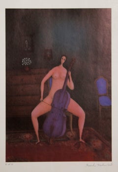 The Cellist (Offset), lithographie de Branko Bahunek