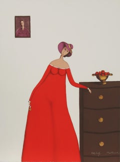 Woman with Apples (Unique), Screenprint by Branko Bahunek