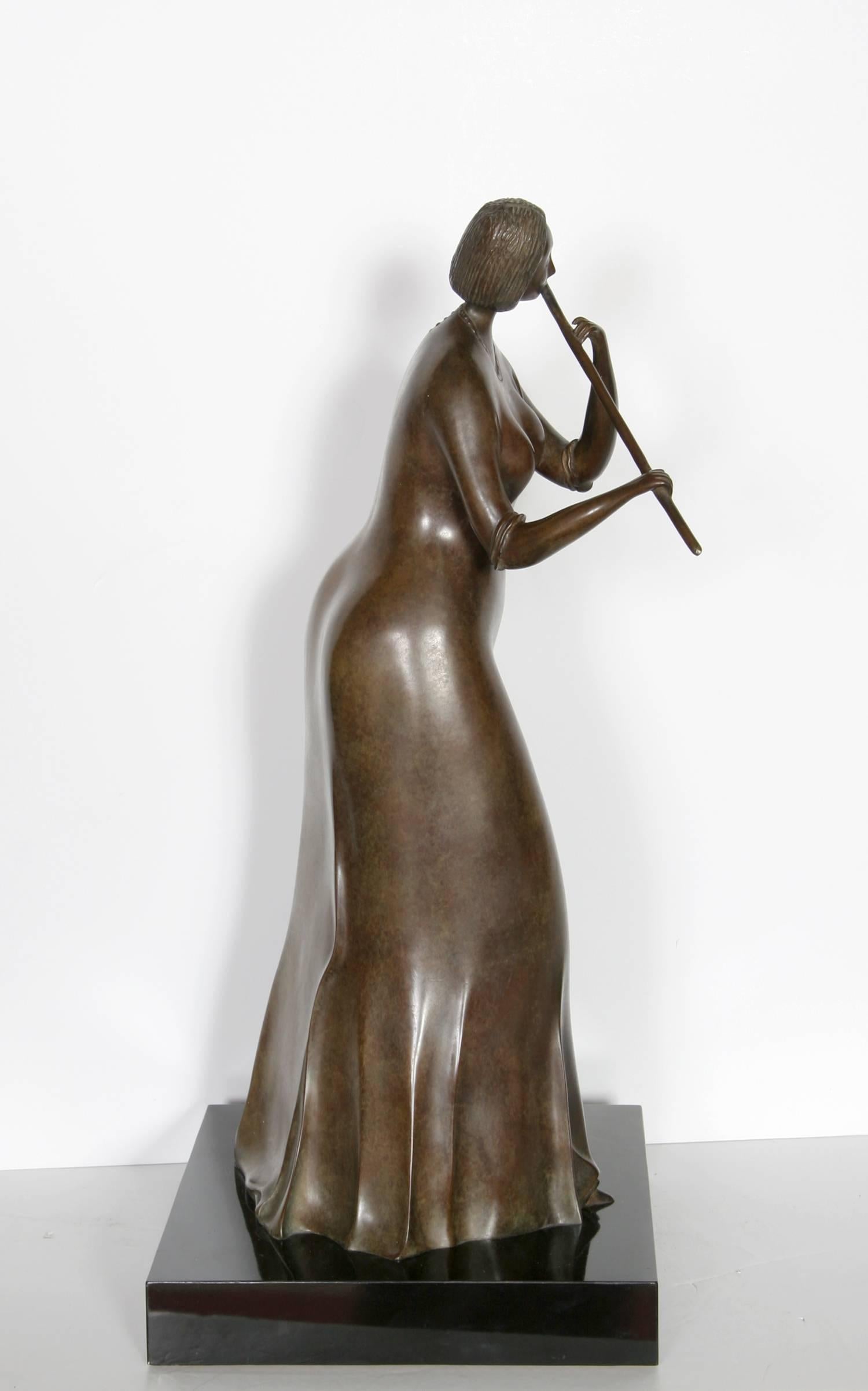 The Flautist - Contemporary Sculpture by Branko Bahunek