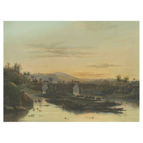 Brantas River as a Mountain Stream – East Java Landscape Lithograph, 1872