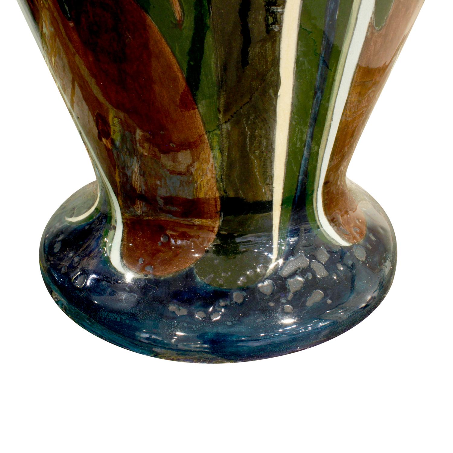 Late 19th Century Brantjes Pair of Monumental Art Nouveau Hand Painted Ceramic Vases 1896 ‘Signed’