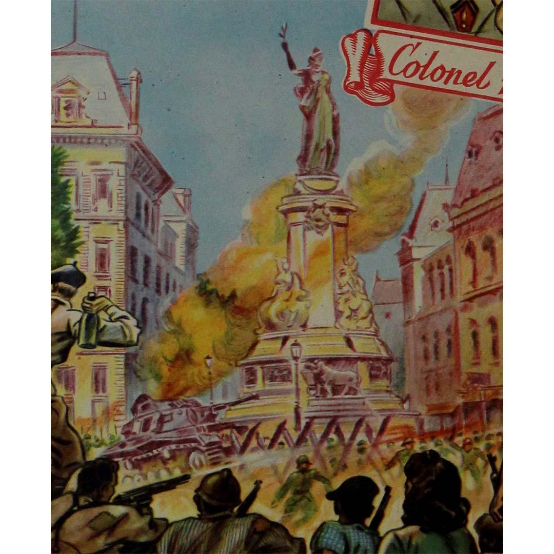 This powerful original 1944 poster titled Paris se libère (“Paris is liberated”) was created by artist René Brantonne to commemorate the uprising and liberation of the French capital from Nazi occupation, an event that unfolded between August 18 and