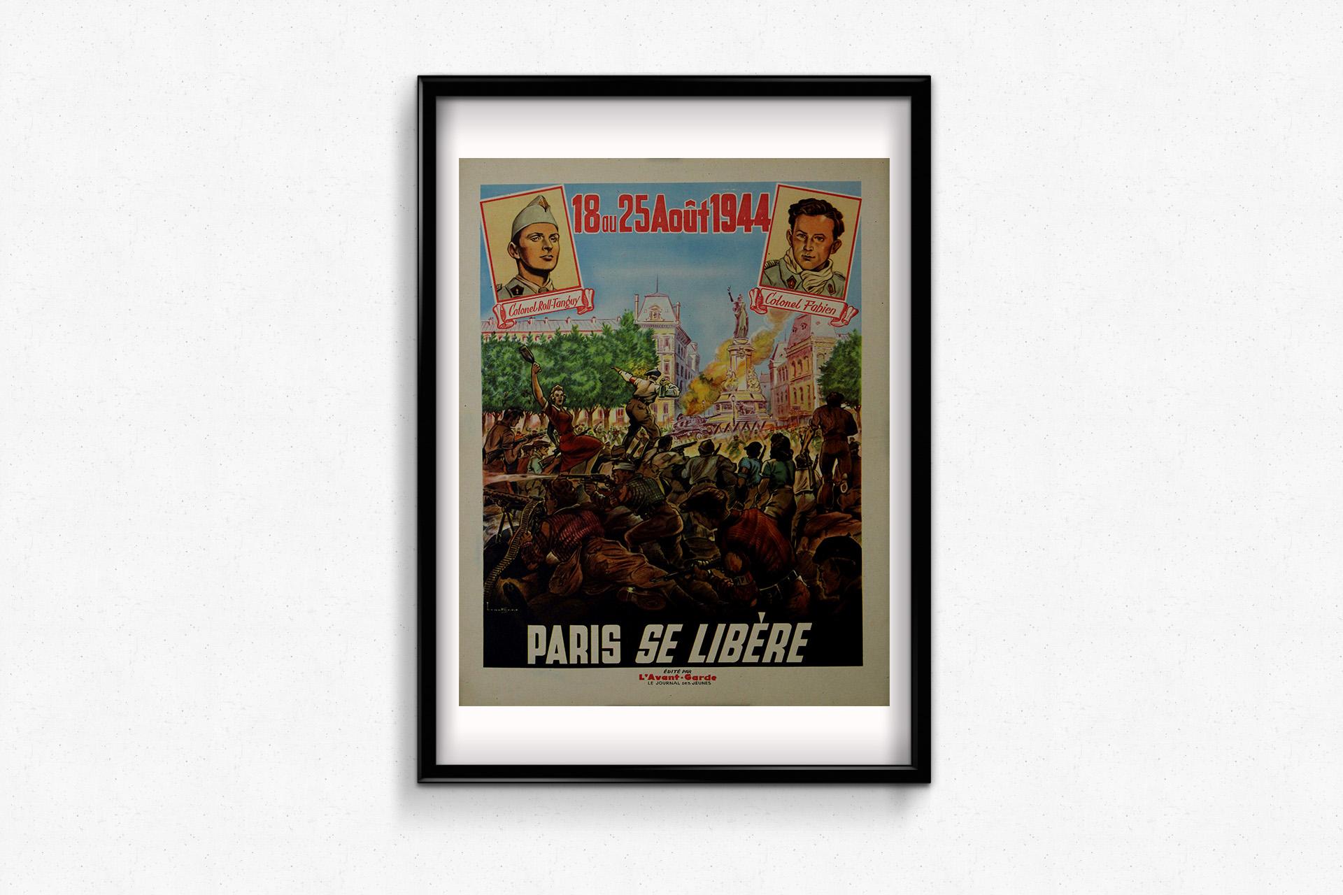 Original 1944 poster titled Paris se libère (“Paris is liberated”) - WWII For Sale 2