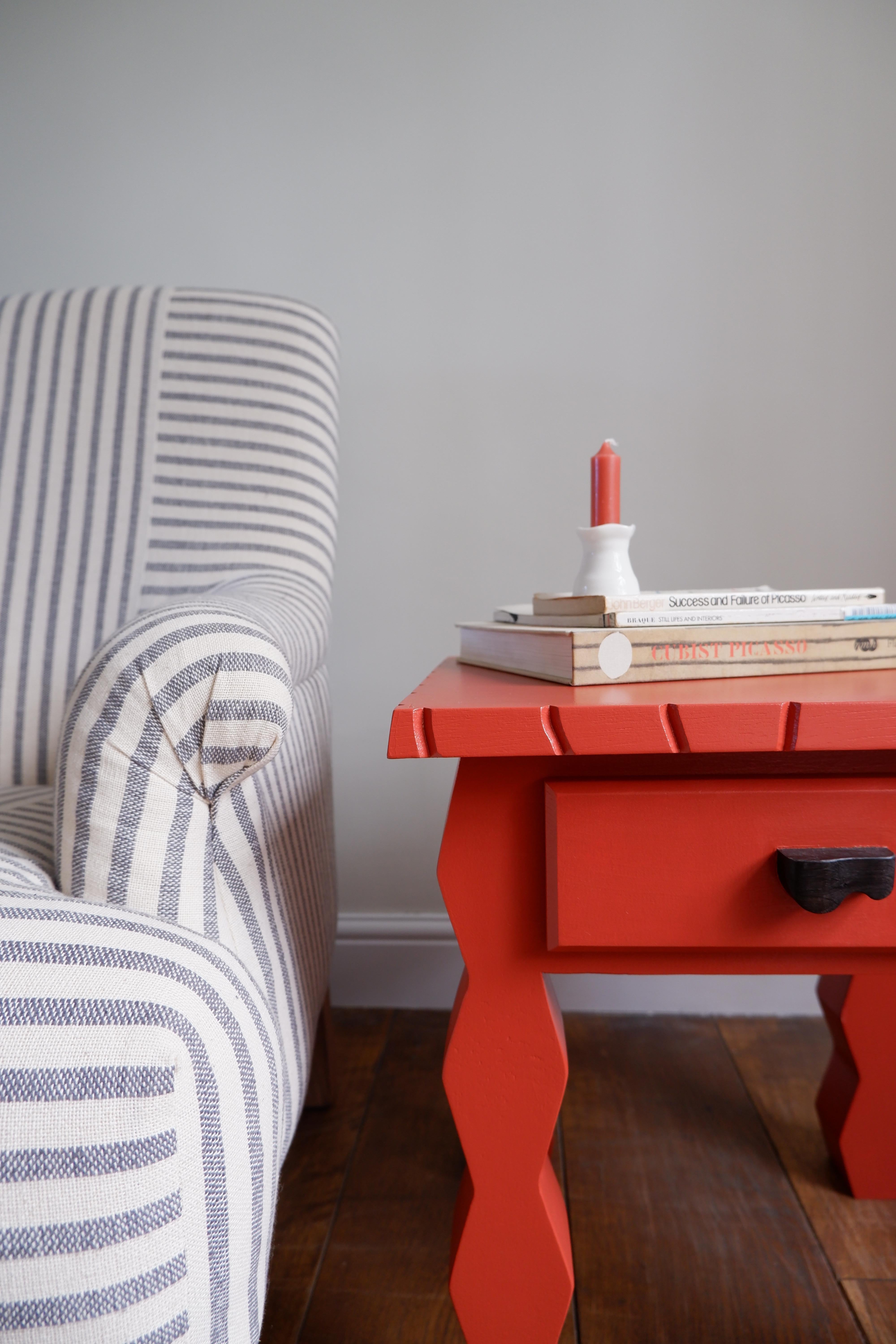 British Braque's Bedside Table, by Josh Page Studio Finished in Gervase Yellow Handmade For Sale