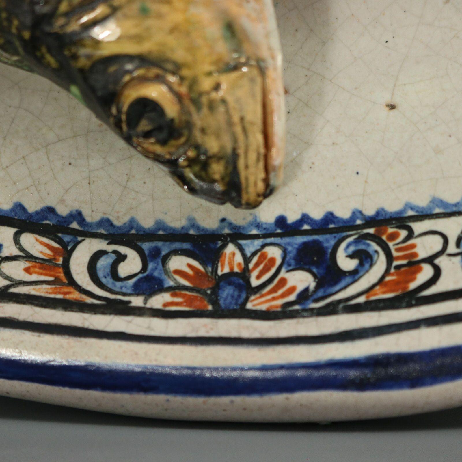 Late 19th Century Brard French Palissy Majolica Wall Platter with Fish