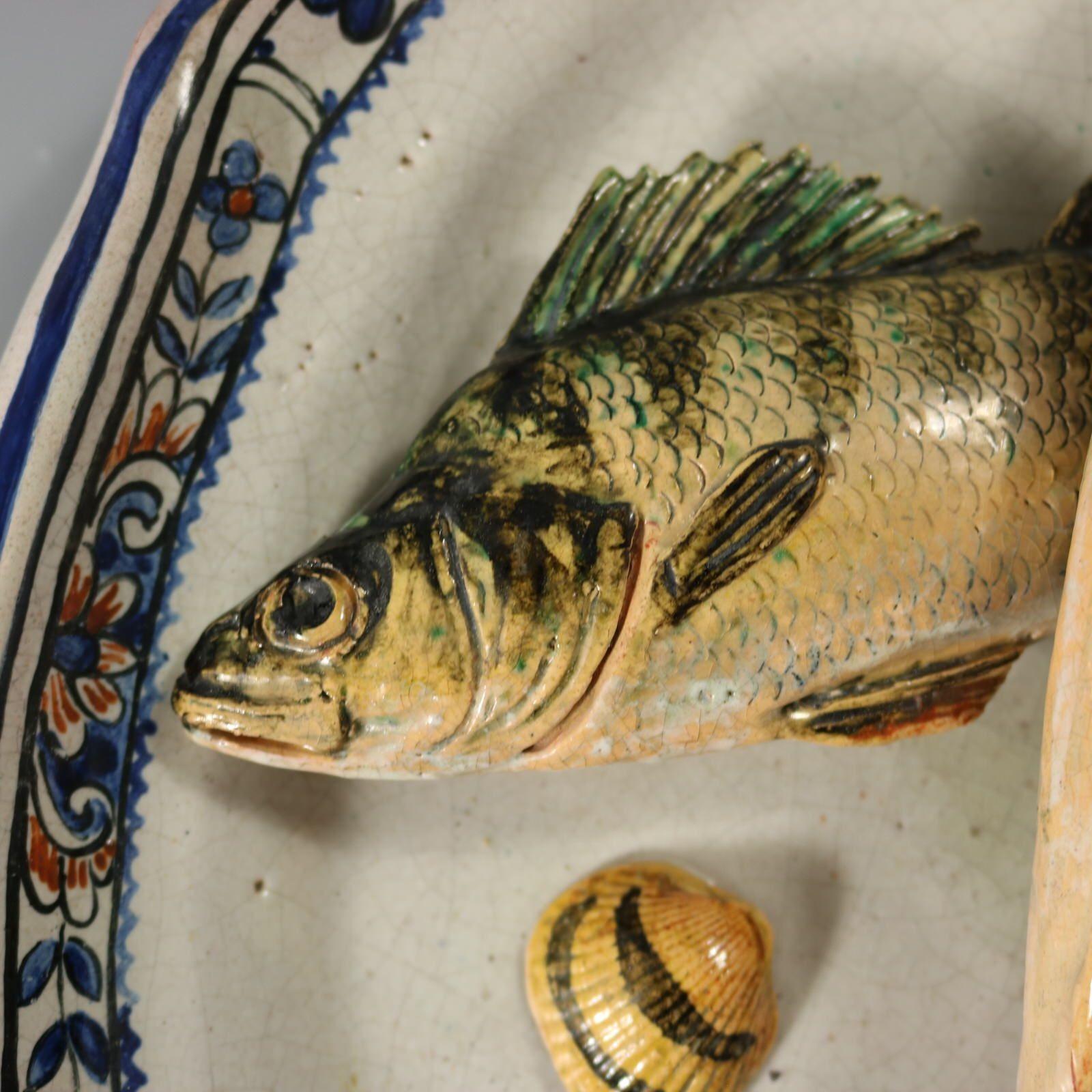 Brard French Palissy Majolica Wall Platter with Fish 1