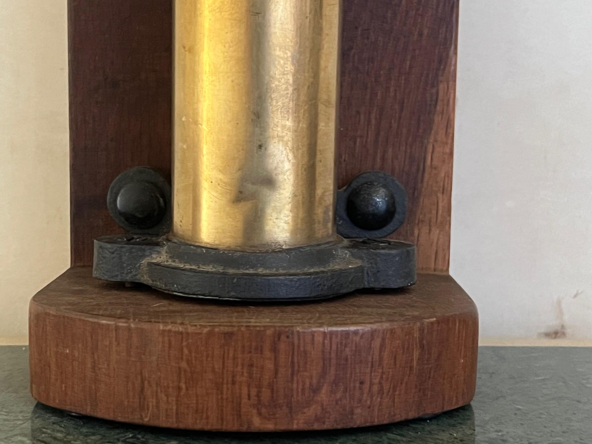 Brass and Cast Iron Antique Pump and Spout Mounted on Wood, c. 1900 For Sale 5