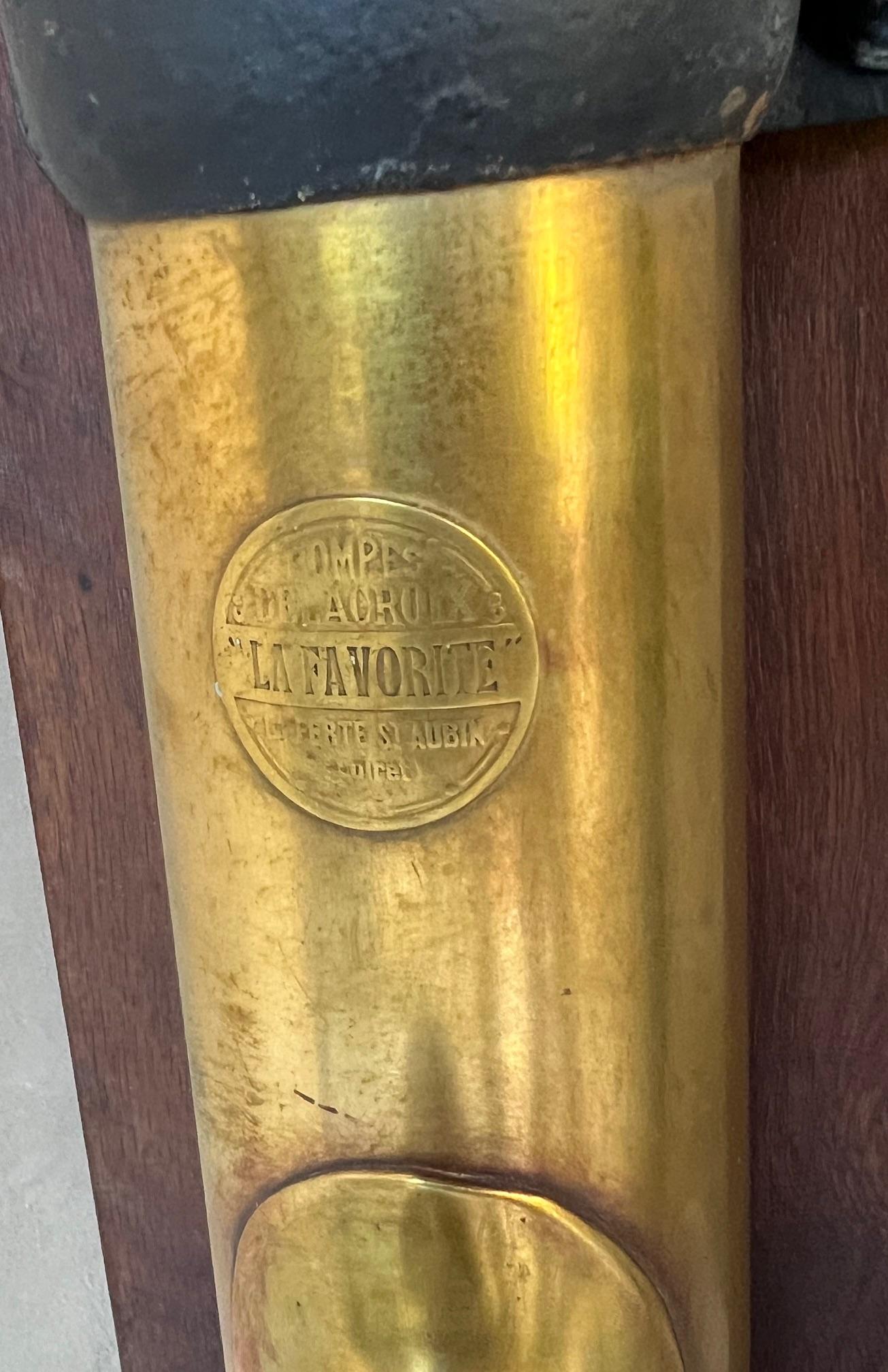 Brass and Cast Iron Antique Pump and Spout Mounted on Wood, c. 1900 For Sale 8