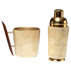 Bras and Parchment Cocktail Set by Aldo Tura for Macabo, Italy, 1960s