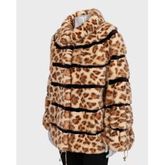 Braschi 21st Century Brown Animal Print Mink Fur Coat Women's 4XL