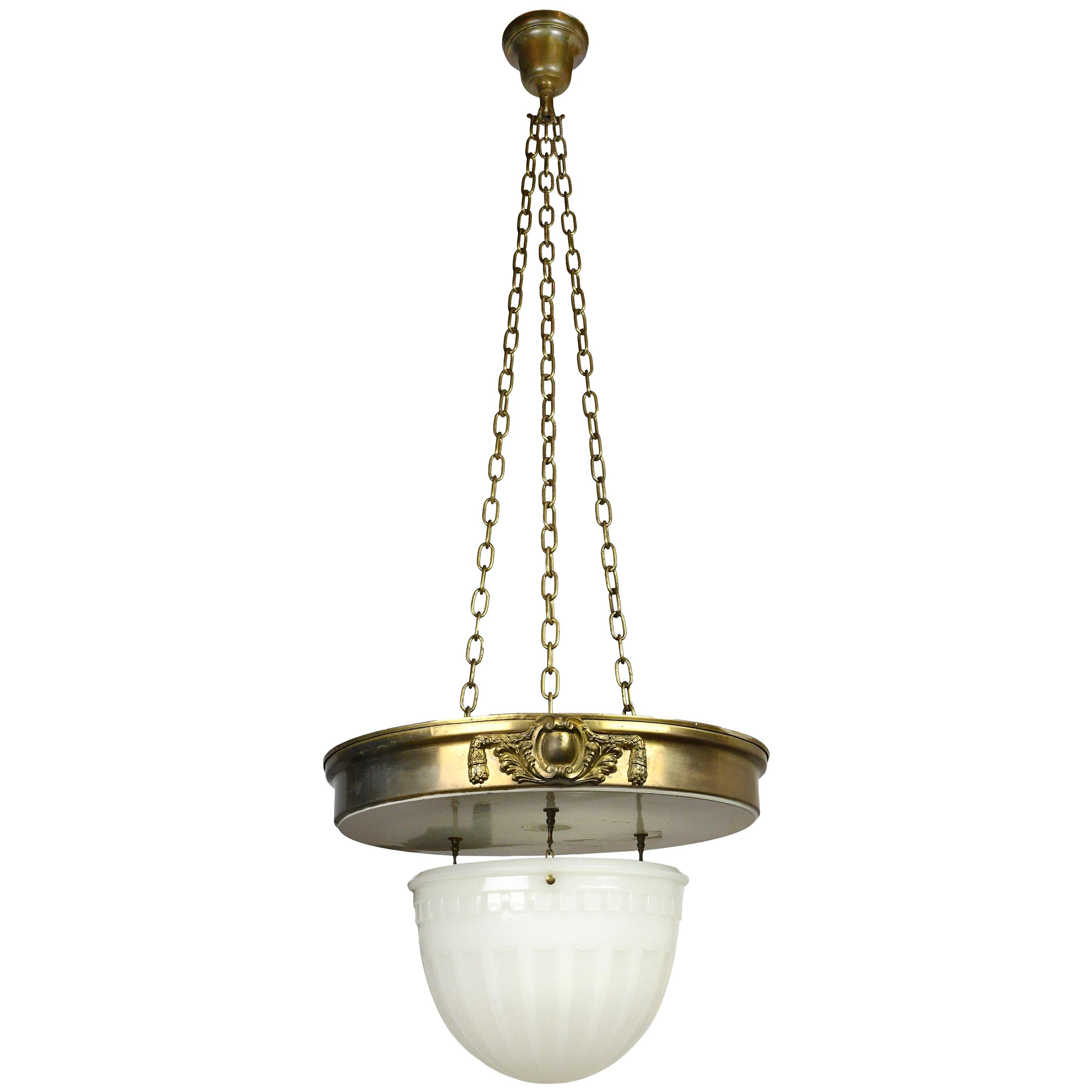 Brascolite Chandelier with Large Shade